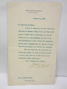 1906 Signed Pres. William Taft Letter to Adolphus Busch "Prince" - Picture 1 of 7