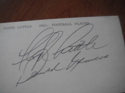 Floyd Little Signature 3" x 5" Index Card NFL Pro Football Player Denver Broncos - Image 1 of 2