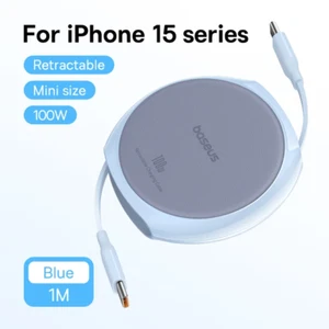 Baseus Retractable USB C Cable 100W Cable For MacBook iPad Fast Charger Cable - Picture 1 of 21
