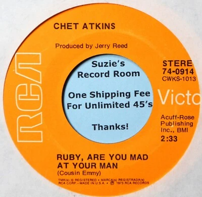 Chet Atkins Ruby Are You Mad at Your Man Country Pop EX+/VG+ 45 7" Vinyl - Image 1 of 3