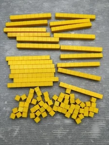 BASE TEN BLOCKS YELLOW PLASTIC LOT Math Teachers Homeschoolers - Picture 1 of 4