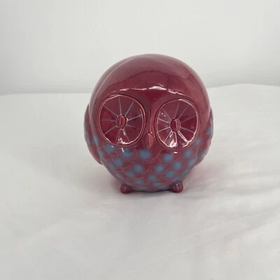 Ceramic Owl Statue By Garden Place Red & Blue 6.5" X 6.5" X 6.5" Home Decor - Image 1 of 4