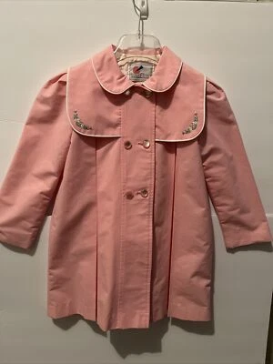 Abrigo Casual Time EE. UU. Niñas Rosa Algodón Pascua Primavera Floral Bordado Plisado 6 Foto 1 de 4