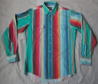 Vintage Wrangler Brushpopper Shirt - Brash / Brazy Stripe - 15 / 34 M - Cowboy - Image 1 of 4