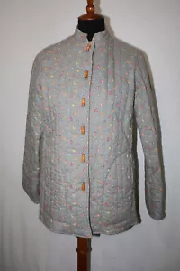 Vtg Kass & Company California Sz M Gray and Paisley Quilted Working Coat - Picture 1 of 7