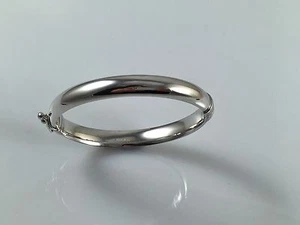 Brazalete de bautizo de plata de ley 925 personalizado liso liso grabado para bebé - Imagen 1 de 7
