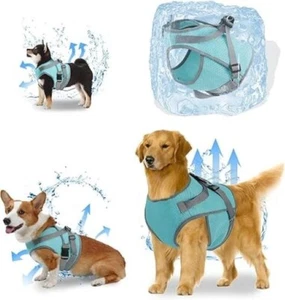 Dog Cooling Harness Vest - Breathable, Adjustable, Lightweight - Medium - Grey - Picture 1 of 12