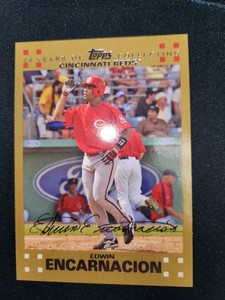 2007 Topps Gold Cincinnati Reds Baseball Card #194 Edwin Encarnacion #'d/2007