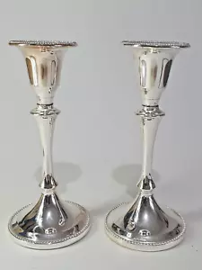 Pair of Vintage Silver Plated Candle Holders with Beaded Edge - Exquisite! - Picture 1 of 6