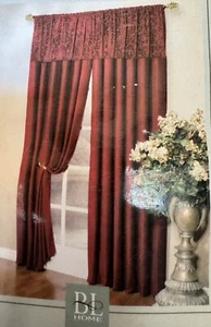 BL Home Montego Curtain Window Two Panels 40”x 84” Black Gold Valance Look - Picture 1 of 4