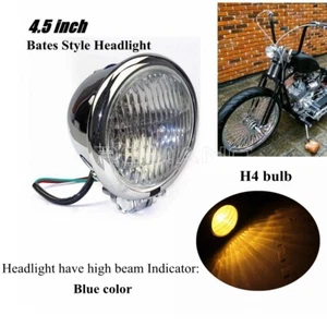 Faro de moto 4,5" retro H4 alto/bajo cromado para Harley Bobber Chopper personalizado - Imagen 1 de 10