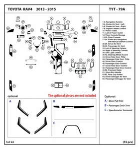 Interior Genuine Carbon Fiber Dash Trim Kit for Toyota RAV4 2013 - 2015 - Picture 1 of 1