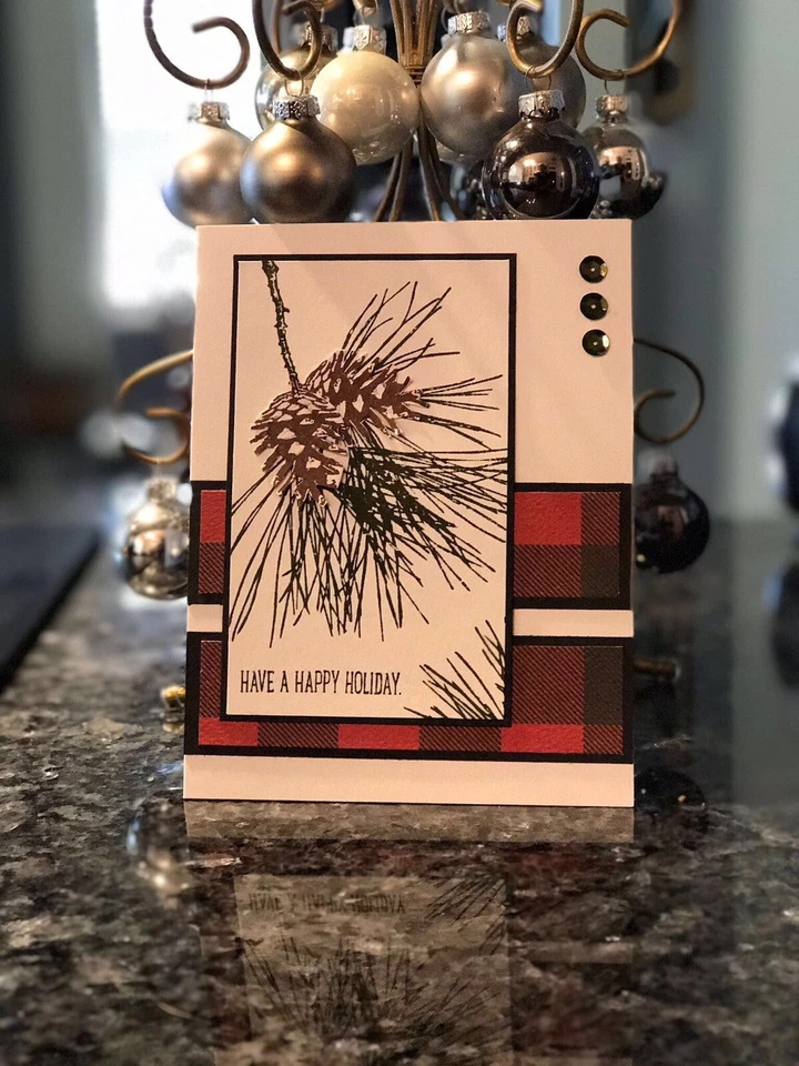 Tarjetas de Navidad hechas a mano Stampin' Up! Pino ornamental Foto 1 de 1