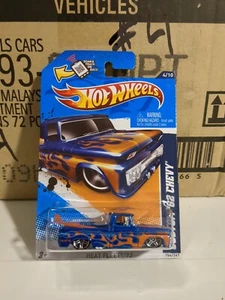 Hot Wheels 4/10  Heat Fleet '12 CUSTOM '62 CHEVY (Blue/Orange) 154/247 V5458 - Picture 1 of 6