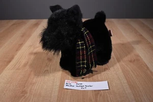 Peluche Russ Shadow the Black Scottish Terrier con bufanda a cuadros (310-1548) - Imagen 1 de 6