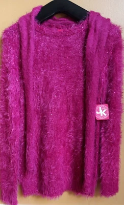 J Khaki Girls Sequin Fluffy Sweater &Scarf, Pink (?), Size XL *Pls see details* - Image 1 of 4