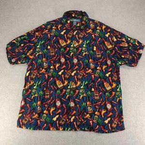 Vintage Big Dogs Shirt Mens Large Multicolor All Over Print Peppers Hot Sauce - Picture 1 of 10