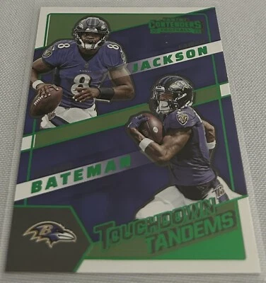 2022 Contenders Football Lamar Jackson Rashod Bateman Baltimore Ravens Green - Image 1 of 3