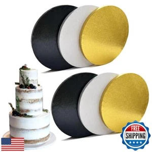 ANSSDO 14 Inch Round Cake Drums, 6 Packs Greaseproof Cake Drum in Gold Black - Picture 1 of 5