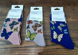 CALCETINES DE MUJER THOUGHT (BRAINTREE) GOTS ALGODÓN ORGÁNICO-MARIPOSA SPW749-NUEVO CON ETIQUETAS - Imagen 1 de 11