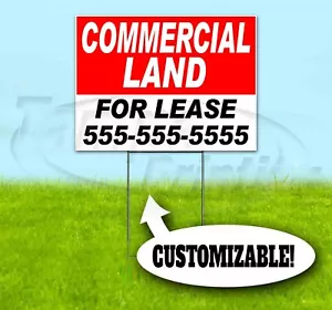 COMMERCIAL LAND FOR LEASE CUSTOM 18x24 Yard Sign WITH STAKE Bandit USA REALTY - Picture 1 of 4