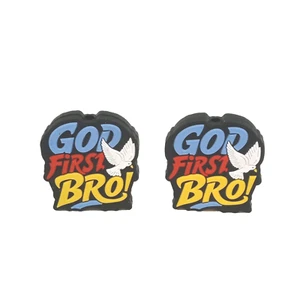 NEW (2) GOD FIRST BRO Dove Silicone Focal Bead 1.25" Religious DIY Pen Bracelet - Picture 1 of 8