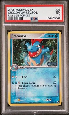 PSA 7 Croconaw Reverse Holo 38 2005 Pokemon Ex Unseen Forces 94465147 - Image 1 of 2