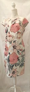 Römer Damen Kleid Gr. 16 Rosa Elfenbein Grau Blumen Flügelärmel Gefüttert Hochzeit - Bild 1 von 20