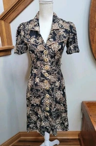 Foxy Lady San Francisco Vintage Rockabilly Blumen Kleid 40s Style Größe 9 passt wie S - Bild 1 von 8