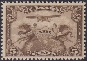 CANADA Sc#C1.2 MNH AIRMAILS ALLEGORY of FLIGHT 5¢ BROWN - Picture 1 of 1