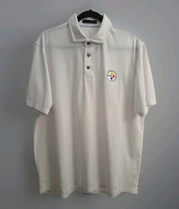 Greyson - Pittsburgh Steelers BRR Omaha Mens LG. Polo White Embroidered Logo EC - Picture 1 of 13
