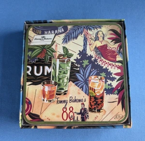 Juego de 4 posavasos cuadrados gruesos Tommy Bahama's 88 Club 2006, en caja - Imagen 1 de 5
