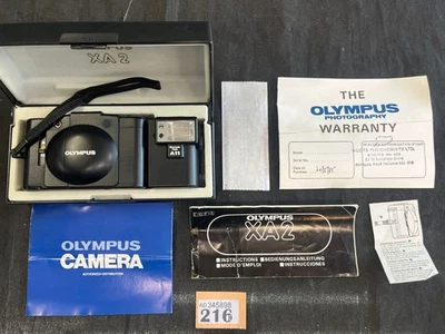 Olympus XA2 Point and Shoot 35mm Film Camera with A11 Flash & Original Box Black - Image 1 of 4