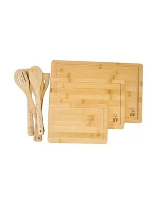 8-Piece Bamboo Cutting Board & Utensil Set – 3 Extra-Thick Boards with Juice  - Image 1 of 4