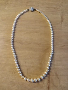 Echte Perlenkette Mit 835er Weißgoldverschluss - Bild 1 von 2