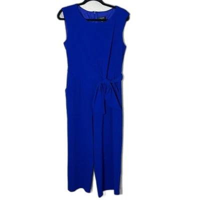 Tahari ASL Royal Blue Jumpsuit Sleeveless Chic Career Workwear Date Night EUC 10 - Image 1 of 4