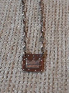 Margaret Sullivan Necklace crown pendant signed, sterling silver, copper Vintage - Picture 1 of 7