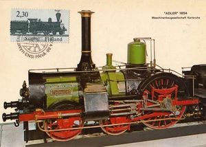 Locomotive Railroad Adler 1854 (German for "Eagle") Finland Maxi FDC Card 1988 - Picture 1 of 1