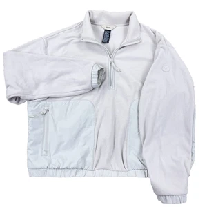 Vuori Aspen Sweater Women Large Light Gray Pullover Half Zip Polartec Wind Pro - Picture 1 of 16