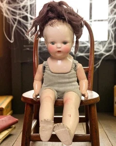 "Muñeco bebé composición de colección 17"" ojos dormidos brazos articulados piernas antiguo firmado F" - Imagen 1 de 18