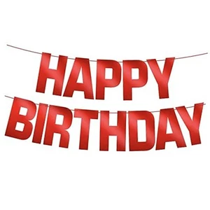 Shiny Happy Birthday Banner - Pre-Strung, 10 Feet | Birthday Sign for Red - Picture 1 of 7