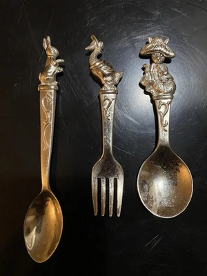 Vintage Beatrix Potter Peter Rabbit Godinger Placa de Prata Conjunto de 3 Peças de Alimentação - Imagem 1 de 4