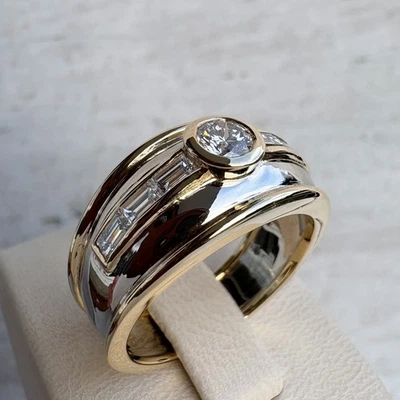 Gold Ring 18k 750 with Diamonds 0,75 ct Yellow Gold 19,2 mm Women Ring - Image 1 of 4