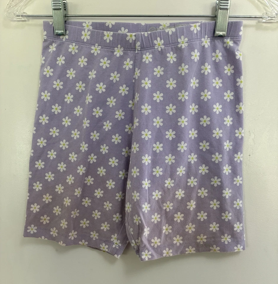 wonder nation Kid Girls Floral Cotton Elastic Waist Pull On Bike Shorts Lilac XL - Image 1 of 4