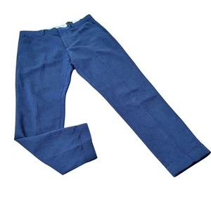 H & M Linen Cotton Blend Slim Fit Suit  Pants Dress Pants Trousers Size 36R Blue - Picture 1 of 12