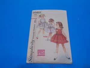VTG 1950s Simplicity Sewing Pattern 3982 Girls Wrap Around Dress Size 5  - Picture 1 of 3