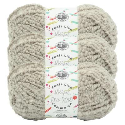 (Paquete de 3) Hilados marca León 161-149AY se siente como hilo Sherpa, gris jaspeado Foto 1 de 4