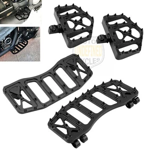 CNC Spikes Floorboards Footpegs Footrest For Harley Touring Road Glide Softail - Picture 1 of 16