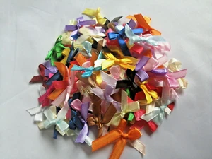 100 Mini Satin Ribbon Bows Gift Craft Card making Embellishment Scrapbooking Art - Picture 1 of 4