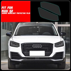 LH+RH Smoke TPU Headlights Protective Precut Film Sticker Cover Trim For Audi Q2 - Picture 1 of 10